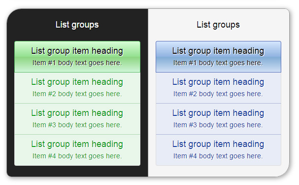 Delicious Bootstrap skin - list groups